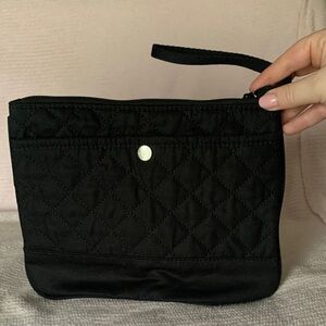 Old Navy Black Quilted Wristlet Clutch with Snap Detail
